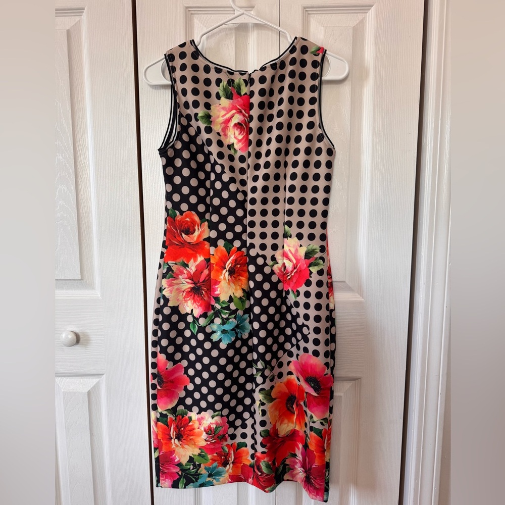 Joseph Ribkoff NWTS Vibrant Floral Design Black White Sleeveless Dress Size 6 - Picture 16 of 16